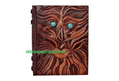 Skull Handmade Leather Journal Antique Styl Blank Book Of Shadows Embossed Diary Stone Eyes Dairy